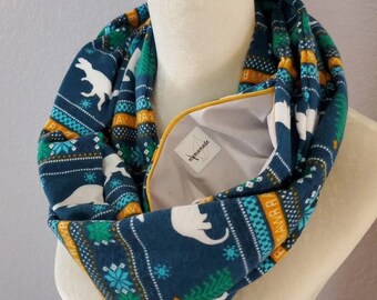 Hidden Pocket Infinity Scarf - CHOOSE YOUR PRINT - Cotton Flannel - Teacher Gift - Stocking Stuffer - Gift Exchange - Perfect for Travel