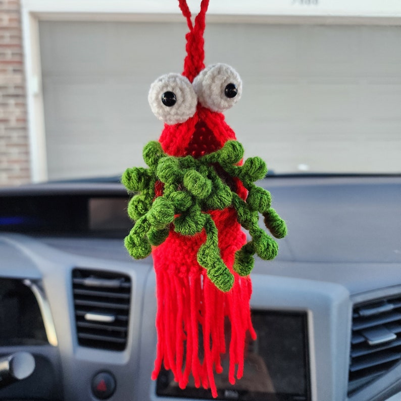 Alien Monster Car Hanger with Optional Plant Decorative Artificial Succulent Hanging Car Accessory Car Mirror Charm String of Pearls