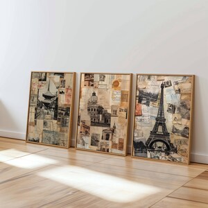 Cartões-postais do Passado | Conjunto de 3 | Tóquio | Roma | Paris | Estética | Viajante | Decorativa