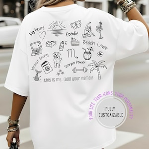 Custom Icon Shirt, Personalized Shirt, Comfort Colors 1717, Doodle Design, Personalized Gift, Birthday Gift, Couple Shirt, Valentines Day
