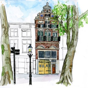 Deventer, Netherlands: 11x17&quot; Archival Print of Watercolour Travel Plein Air Landscape Painting