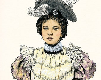 Victorian Lady #2 -  8.5x11" LIMITED EDITION Print of Victorian Lady Project Watercolour, Ink and Pencil Crayon Art