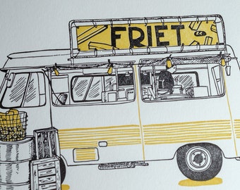 Friet (fry) Truck Letterpress limited edition 5x7" print