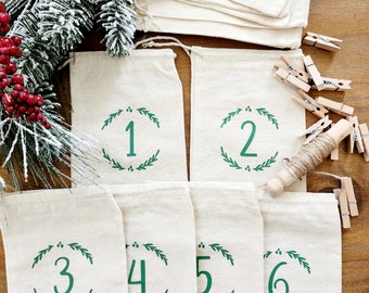 Advent Calendar Kit Bags Green Farmhouse Christmas Vintage Inspired Nordic