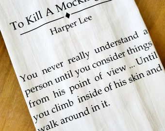 To Kill A Mockingbird, Book Quote Literature Page, Harper Lee, Cotton, Kitchen, Hostess, Housewarming Gift