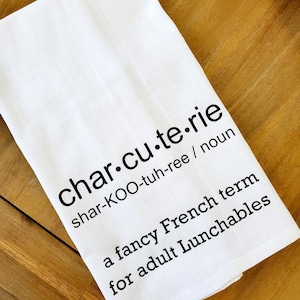 Charcuterie Towel Dish Cloth, Cotton Kitchen Towel, Hostess, Housewarming Gift