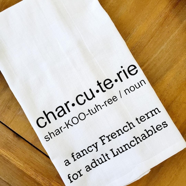 Charcuterie Towel Dish Cloth, Cotton Kitchen Towel, Hostess, Housewarming Gift