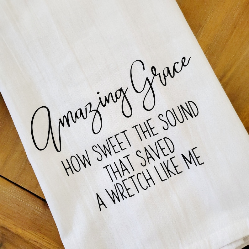 TeaAndHoneyDesigns Amazing Grace Hymn Tea Towel