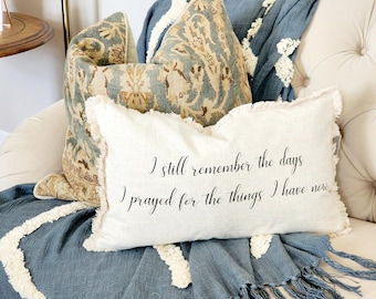 Things I Prayed For Lumbar Natural, Pillow Cover, Christian Gift, Linen, Fringe, Throw Pillow