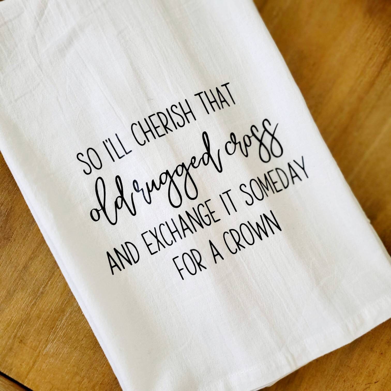 Cute Kitchen Towels, Fun Dish Towels with Faith, Blessed, Family, Love & Dreams Theme, 5 Flour Sack Towels, White