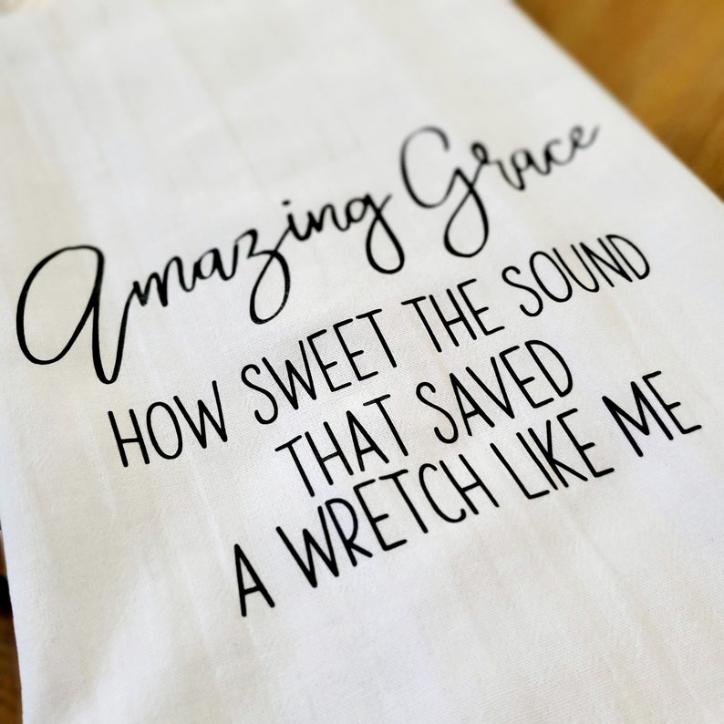 TeaAndHoneyDesigns Amazing Grace Hymn Tea Towel - Thumbnail 2
