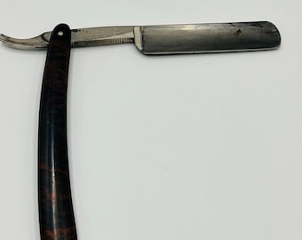 Vintage Shumate Straight Razor St Louis Tortoise Shell Handle Antique Barber Razor USA