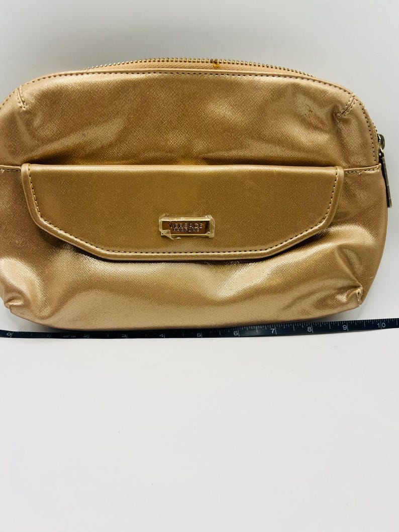 Vintage Versace Parfums guldfärgad kosmetikväska sminkpåse resenecessär designer parfym presentpåse 1990-talet bild 6