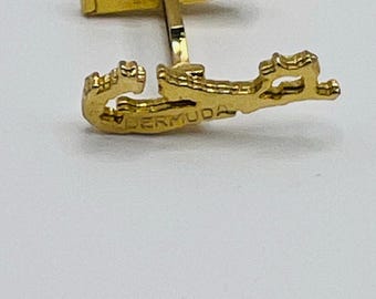 Vintage Bermuda guldfylld slipsklämma | Patenterade souvenirsmycken för män från 1960-talet