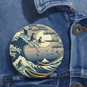 Blue Cat Wave Harris Walz 2024 Campaign Button, Kamala Harris Tim Walz 2024 Election, Democrat Campaign Badge, Vote Blue Cat Lady for Kamala