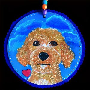 Original Cockapoo Painting : quirky personalised Folk Art Dog Wall Hanging gift