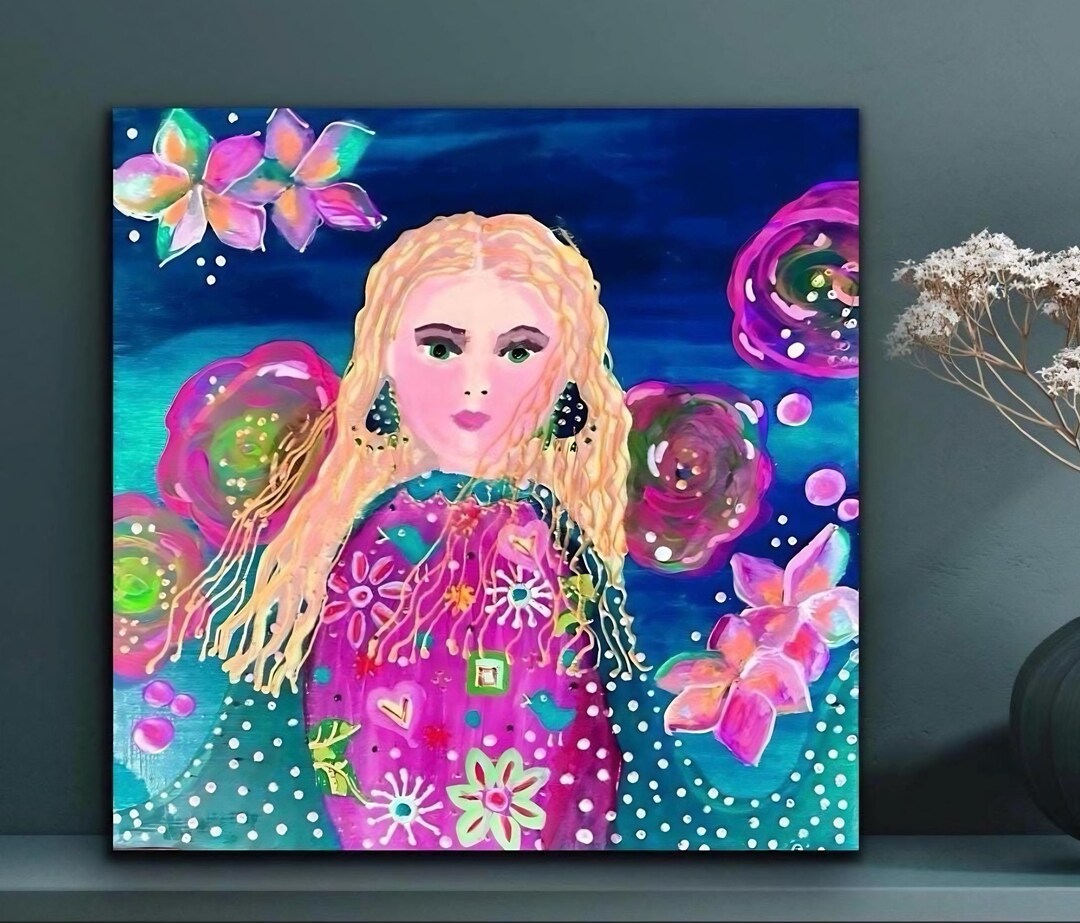Bohemian Woman Canvas Art Print | Unique Spiritual Feminine Folk Art ...