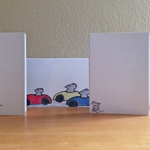 Marcel, o Rato, conjunto de quatro cartões mistos, cartões em branco, papelaria infantil, cartões infantis, fofo, rato, ratos, diversão