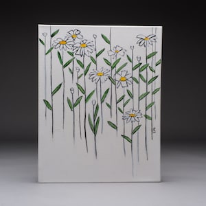 Daisies 4, sketch on canvas, original sketch, nature, nature sketch, sketch, simple art, peaceful art, daisy, daisies image 1