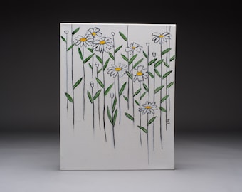 Daisies 4, sketch on canvas, original sketch, nature, nature sketch, sketch, simple art, peaceful art, daisy, daisies