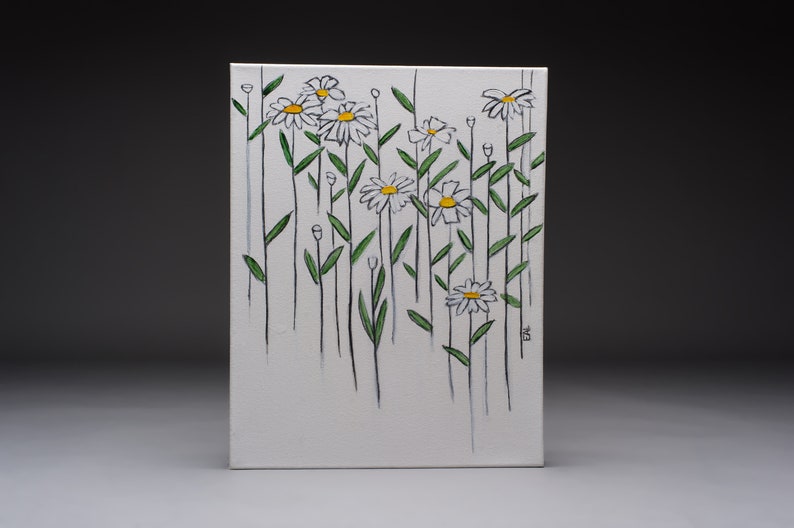 Daisies 4, sketch on canvas, original sketch, nature, nature sketch, sketch, simple art, peaceful art, daisy, daisies image 1