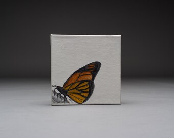 Butterfly, sketch on canvas, sketch, charity, art for charity, peaceful art, monarch butterfly, tiny art, small art