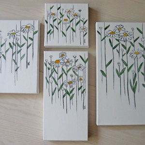 Daisies 4, sketch on canvas, original sketch, nature, nature sketch, sketch, simple art, peaceful art, daisy, daisies image 4
