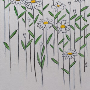 Daisies 4, sketch on canvas, original sketch, nature, nature sketch, sketch, simple art, peaceful art, daisy, daisies image 2