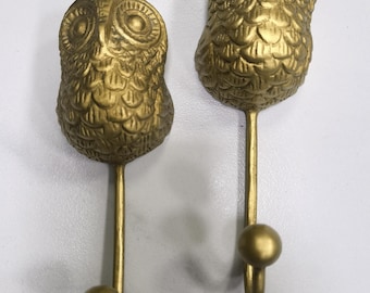 Vintage Owl Wall Hooks - Coat, Hat & Key Hangers - Set of 2