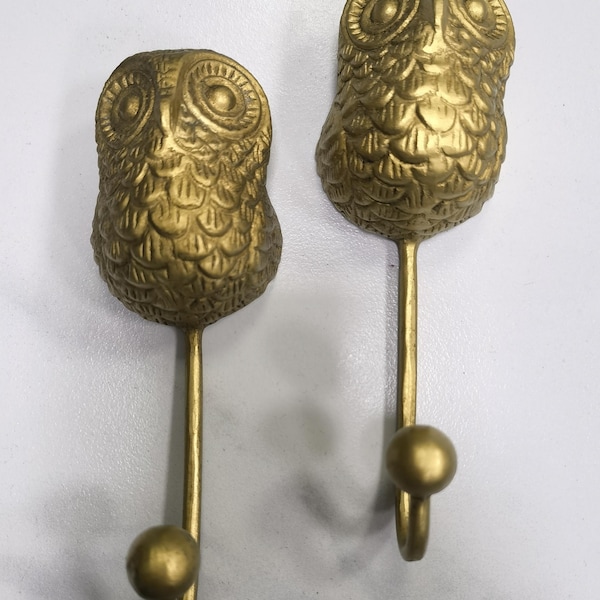Vintage Owl Wall Hooks - Coat, Hat & Key Hangers - Set of 2