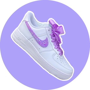 Nike AF1 Custom • Purple Nike Air Force One Wedding Shoes Bridal Nike AF 1 • Sneakers US Seller • Free Shipping Personalized AF 1 • Bling
