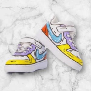 Baby Toddler Kids Hand Painted Custome Shoes Nike Comic Book Trending Colors