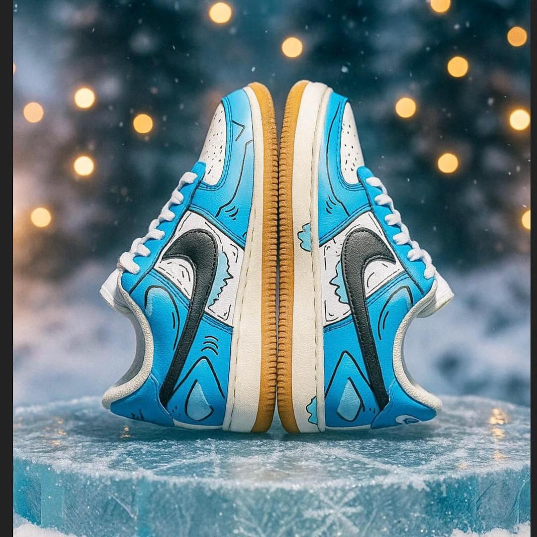 Custom Painted Nike Air Force One Low Blue Ice | Hand-painted Air Force ...