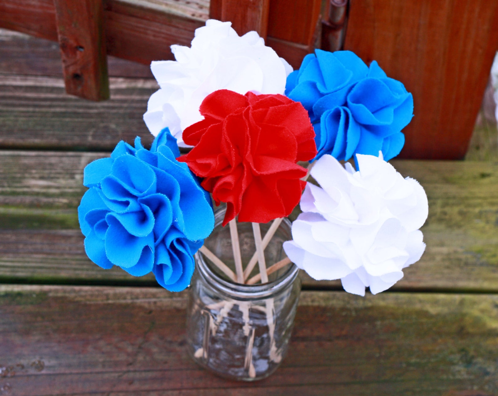 Americana Rustic Mason Jar fabric flower fillers Wedding Etsy