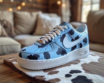 Custom Painted Nike Air Force One Low | Hand-Painted Cow Air Force 1s | Custom Nike Sneakers | Personalized AF1 Shoes | Streetwear Art Shoes