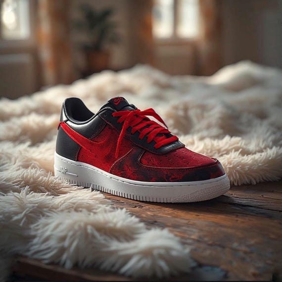 Nike Air Force 1 Red Pink Custom Painted Sneakers Shoes Men’s Size 7 Camo Custom Hand Painted AF 1 main image 4