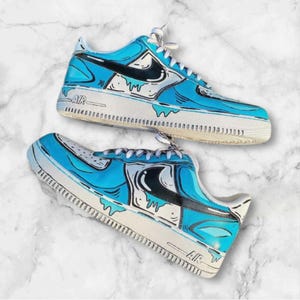 Hand Painted Nike Air Force 1 Low Dunks Blue Comic Book Trending