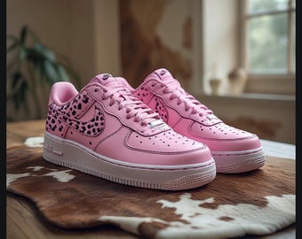 Custom Painted Nike Air Force One Low Pink Leopard | Hand-Painted Air Force 1s | Custom Nike Sneakers | Personalized AF1 Shoes | Streetwear
