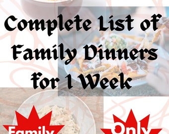 One Week Digital Family Meal Plan, Cheap Meals, Budget Meals, Low Cost Meal Plan, Grocery List, Low Cost Food