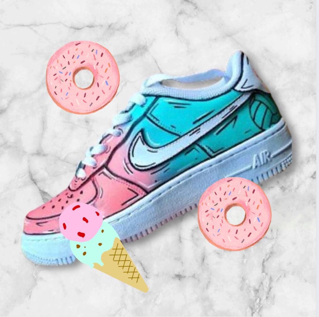 Nike Custom Hand-Painted Nike Air Force 1 Low: Ice Cream Comic Book Design Trendy Sneakers