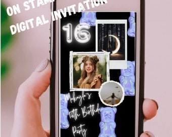 Digital Personalized Sweet 16 Birthday Invitation,  Trending Birthday, Popular Sweet 16, Popular Now, Trending Teen, Top Selling Invitations