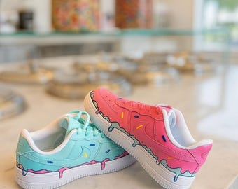 Custom Painted Nike Air Force One Low Ice Cream Drip Hand-Painted Air Force 1s | Custom Nike Sneakers | Personalized AF1 Shoes | Streetwear