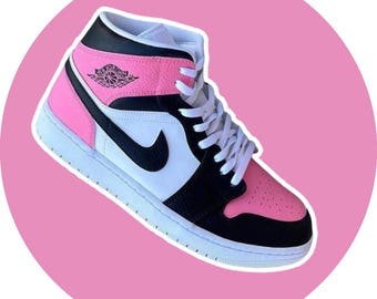 Custom Painted Nike Air Jordan 1 Mid | Hand-Painted Jordan Sneakers | Custom AJ1 Mids | Personalized Nike Jordans | Streetwear Art Shoes