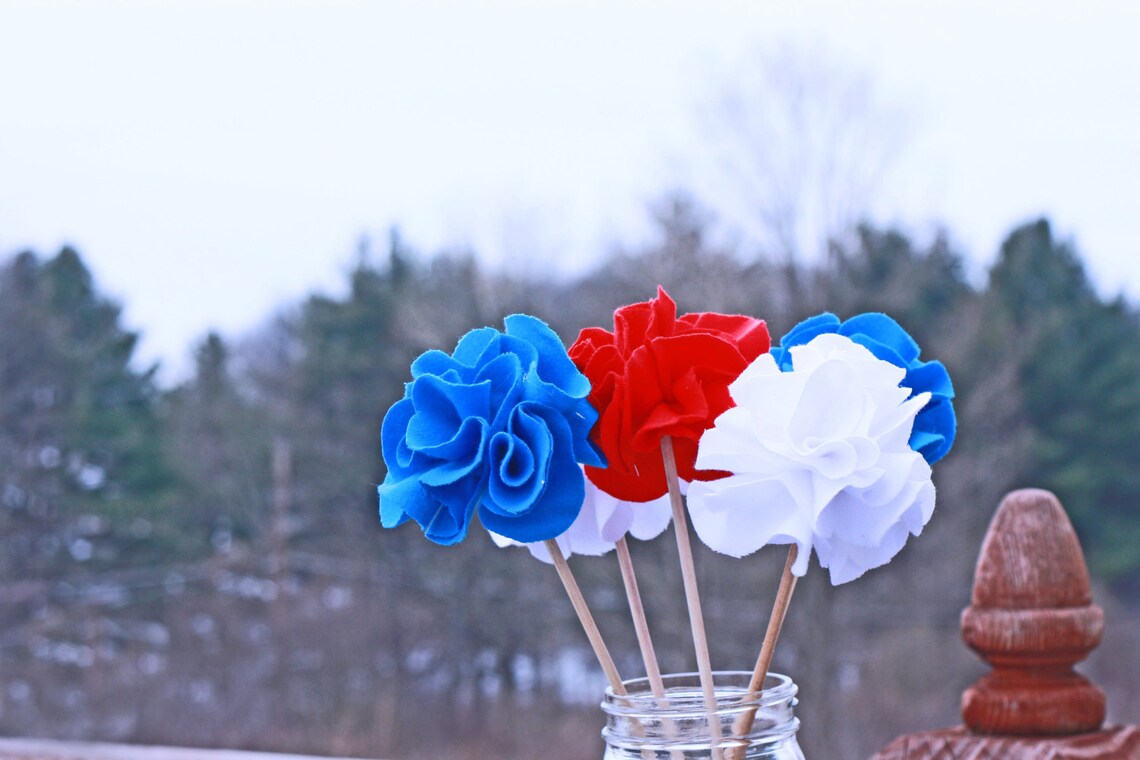 Americana Rustic Mason Jar fabric flower fillers Wedding Etsy