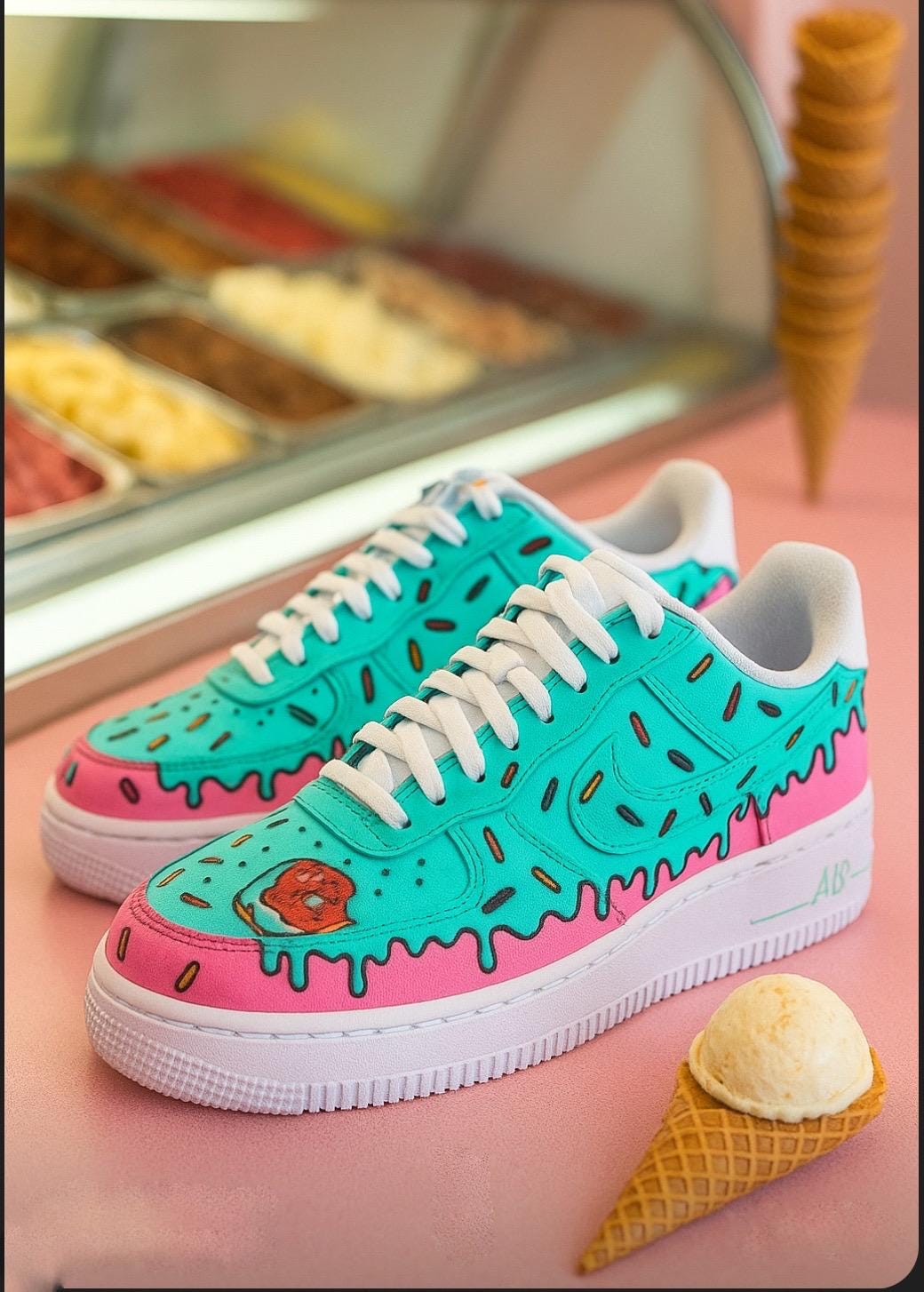 Custom Blue Drip Donut Nike Air Force 1 | Hand Painted AF1