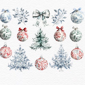 Christmas Toile Clipart, Christmas Clipart, Watercolor Clipart ...