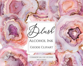 Blush Pink & Gold Alcohol Ink png clipart, Geode transparent background, Colorful Backgrounds and Textures, Liquid Ink, Digital Download