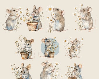 Babymuis met bloem clipart, schattige muis clipart | Ongewenste tijdschriften | Commercieel gebruik | Gratis commercieel gebruik | Baby dieren png