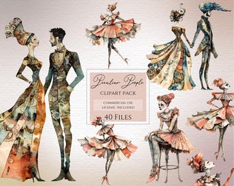 Peculiar clipart,Peculiar people png,quirky people png,set whimsical people,people collage kit,Surreal people,commercial use