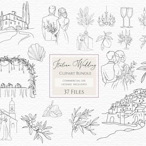 La dolce vita クリップアート、イタリアの結婚式のアイコン、シンプルなミニマリストの結婚式の線画 png。詳細については、以下の説明をご覧ください。